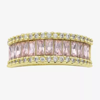 Sparkle Allure Womens 3MM Purple Crystal 14K Gold Over Brass Eternity Band
