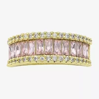 Sparkle Allure Womens 3MM Purple Crystal 14K Gold Over Brass Eternity Band