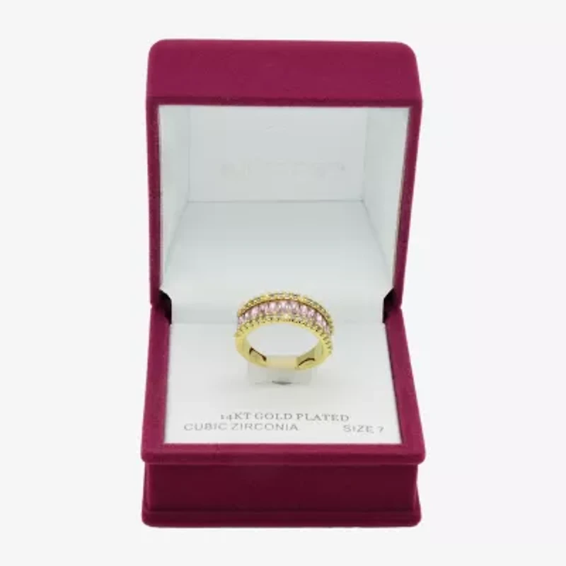 Sparkle Allure Womens 3MM Purple Crystal 14K Gold Over Brass Eternity Band