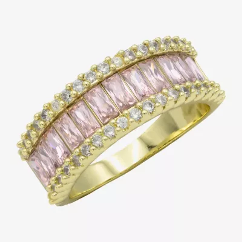 Sparkle Allure Womens 3MM Purple Crystal 14K Gold Over Brass Eternity Band