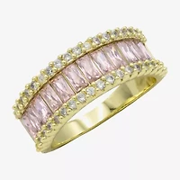 Sparkle Allure Womens 3MM Purple Crystal 14K Gold Over Brass Eternity Band