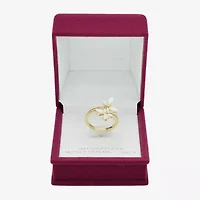 Sparkle Allure Womens 2MM Mother Of Pearl 14K Gold Over Brass Butterfly Bypass  Band