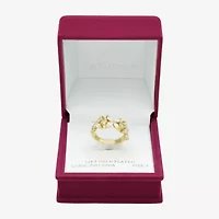 Sparkle Allure Floral Womens 3MM Cubic Zirconia 14K Gold Over Brass Flower Band