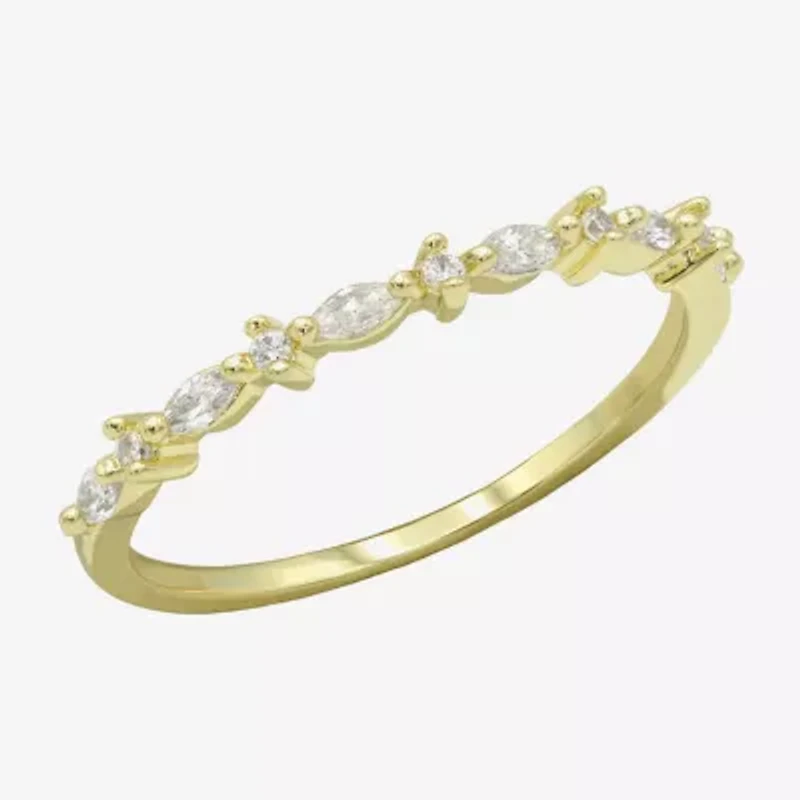 Sparkle Allure Womens Cubic Zirconia 14K Gold Over Brass Band