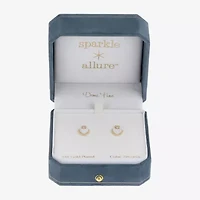 Sparkle Allure Cubic Zirconia 14K Gold Over Brass 11mm Heart Stud Earrings