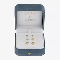 Sparkle Allure Womens 14K Gold Over Brass Heart 3 Pair Earring Set
