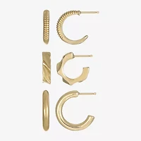 Sparkle Allure Womens 14K Gold Over Brass 3 Pair Earring Set