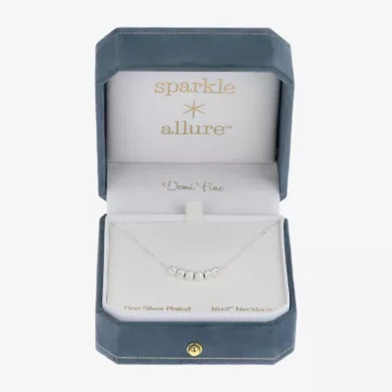 Sparkle Allure Womens Pure Silver Over Brass 16 Inch Collar Necklace