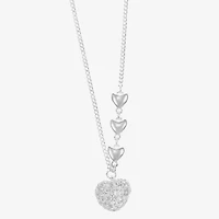 Sparkle Allure Womens Cubic Zirconia Pure Silver Over Brass Heart 16 Inch Pendant Necklace