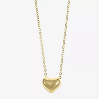 Sparkle Allure Puff Womens 14K Gold Over Brass Heart 16 Inch Pendant Necklace