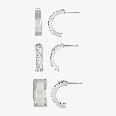 Sparkle Allure Womens Cubic Zirconia 3 Pair Earring Set