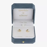 Sparkle Allure Cubic Zirconia 14K Gold Over Brass 13mm Butterfly Stud Earrings