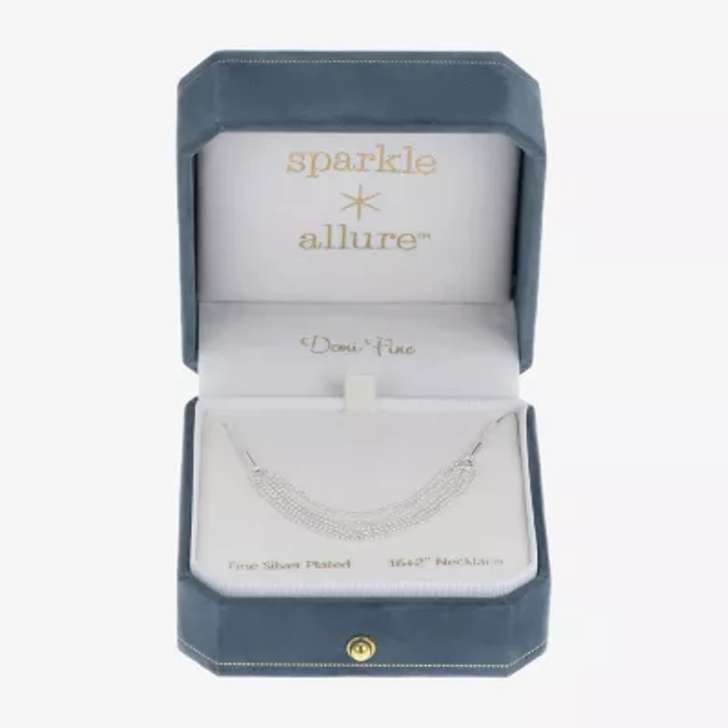 Sparkle Allure Multi Womens Pure Silver Over Brass 16 Inch Strand Necklace