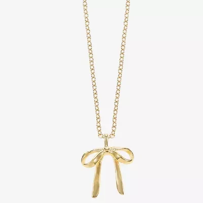 Sparkle Allure Womens 14K Gold Over Brass Bow 16 Inch Pendant Necklace