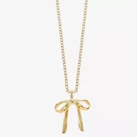 Sparkle Allure Womens 14K Gold Over Brass Bow 16 Inch Pendant Necklace