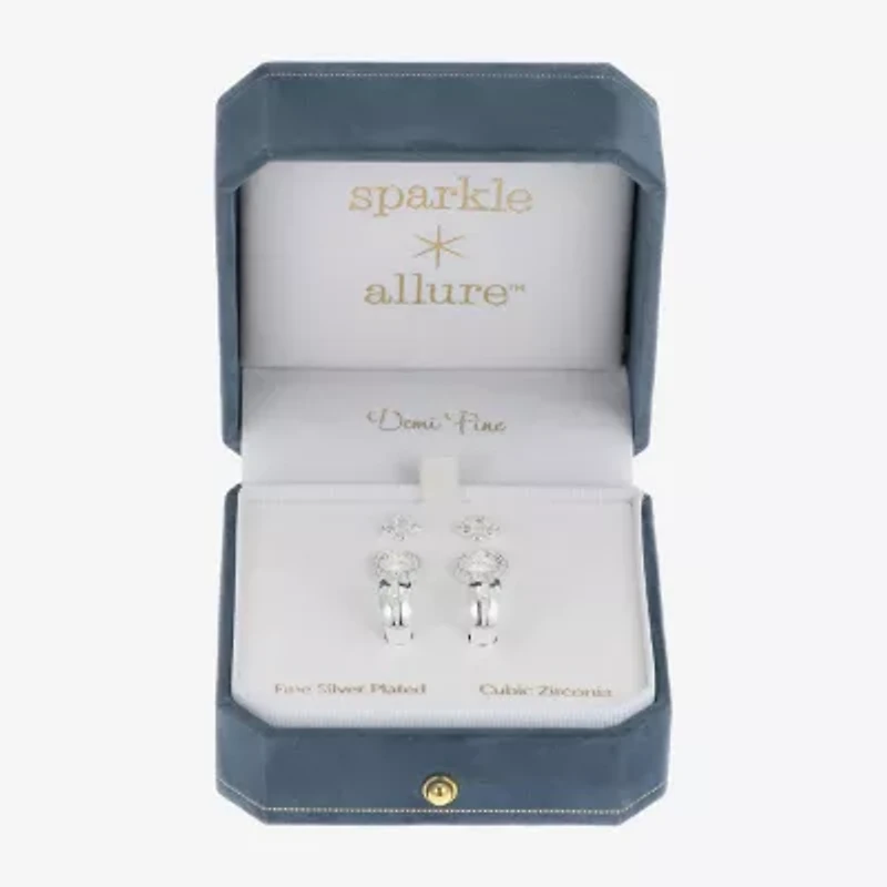 Sparkle Allure Womens Cubic Zirconia Circle 3 Pair Earring Set