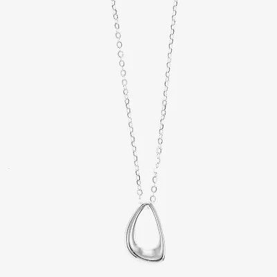 Sparkle Allure Oblong Womens Pure Silver Over Brass Oval 16 Inch Pendant Necklace