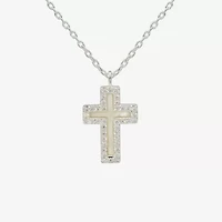 Sparkle Allure Womens Cubic Zirconia Pure Silver Over Brass Cross Inch Pendant Necklace