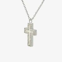 Sparkle Allure Womens Cubic Zirconia Pure Silver Over Brass Cross Inch Pendant Necklace