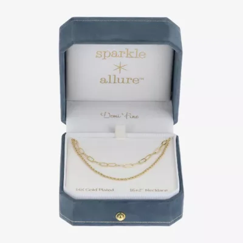 Sparkle Allure Multi Womens 14K Gold Over Brass 16 Inch Strand Necklace