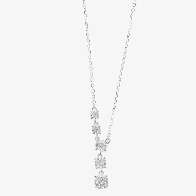 Sparkle Allure Womens Cubic Zirconia Pure Silver Over Brass 16 Inch Y Necklace