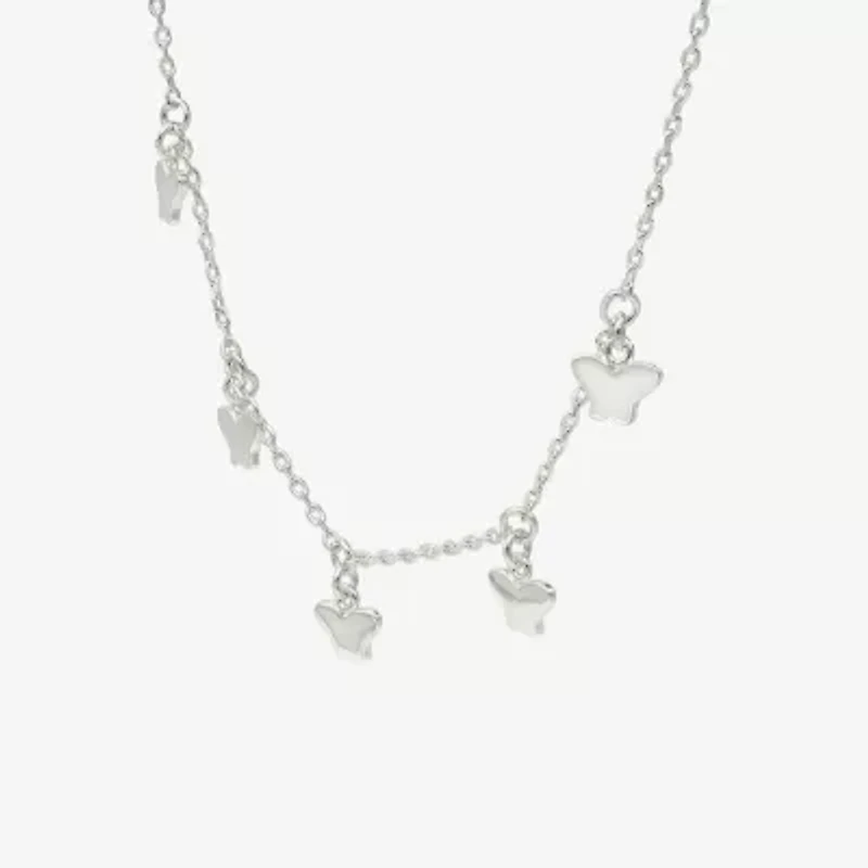 Sparkle Allure Charm Womens Pure Silver Over Brass 16 Inch Collar Necklace