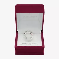 Sparkle Allure Faux Stack Womens 6MM Cubic Zirconia Pure Silver Over Brass Cross Band