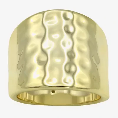 Sparkle Allure Hammered Womens 6.5MM 14K Gold Over Brass Band