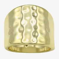 Sparkle Allure Hammered Womens 6.5MM 14K Gold Over Brass Band