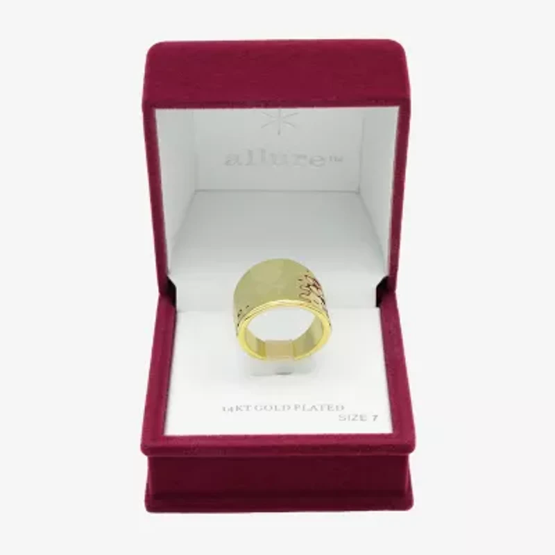 Sparkle Allure Hammered Womens 6.5MM 14K Gold Over Brass Band