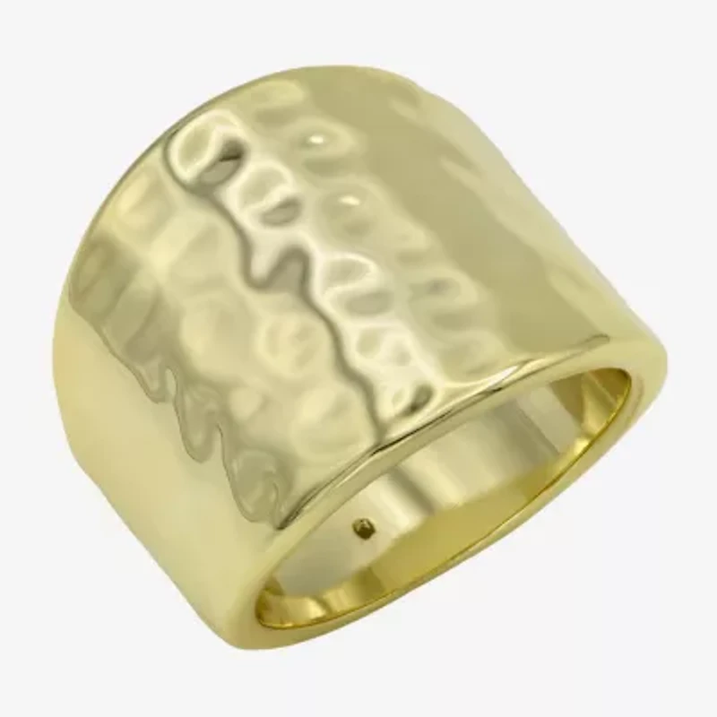 Sparkle Allure Hammered Womens 6.5MM 14K Gold Over Brass Band