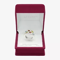 Sparkle Allure Leaf Womens 6.5MM Multi Color Cubic Zirconia Pure Silver Over Brass Marquise Band