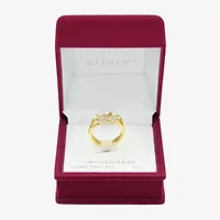 Sparkle Allure Faux Stack Womens 3.5MM 2MM Simulated Pearl Cubic Zirconia 14K Gold Over Brass Bow Band