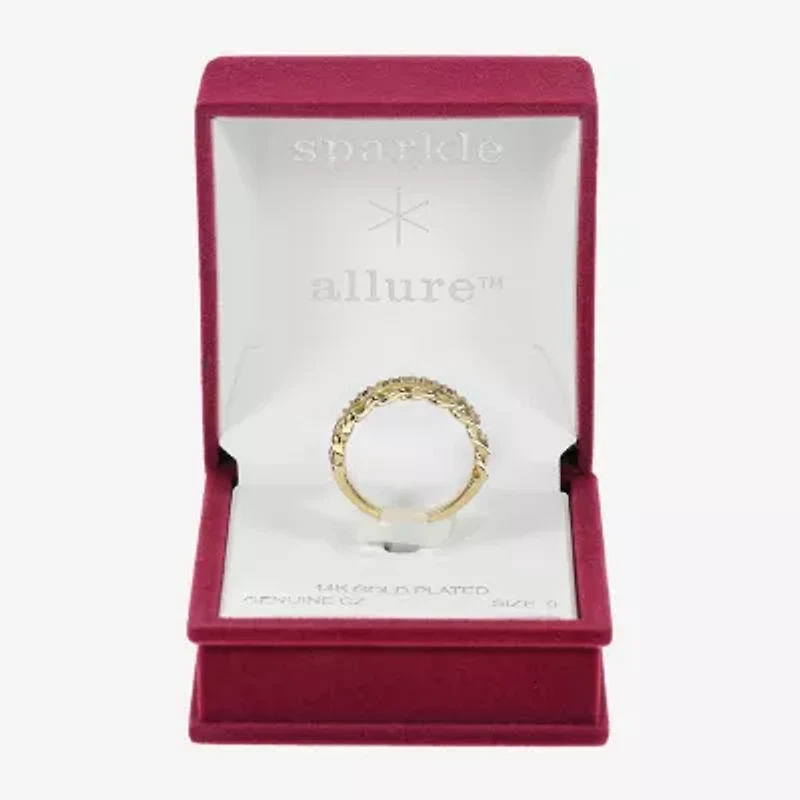 Sparkle Allure Faux Stack Womens 2.5MM Cubic Zirconia 14K Gold Over Brass Band