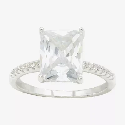 Sparkle Allure Womens Cubic Zirconia Pure Silver Over Brass Engagement Ring