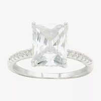 Sparkle Allure Womens Cubic Zirconia Pure Silver Over Brass Engagement Ring