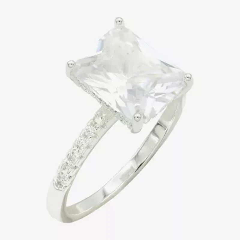 Sparkle Allure Womens Cubic Zirconia Pure Silver Over Brass Engagement Ring