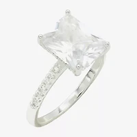 Sparkle Allure Womens Cubic Zirconia Pure Silver Over Brass Engagement Ring