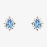 Limited Quantities! Genuine Blue Topaz Sterling Silver 11.3mm Stud Earrings