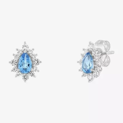 Limited Quantities! Genuine Blue Topaz Sterling Silver 11.3mm Stud Earrings