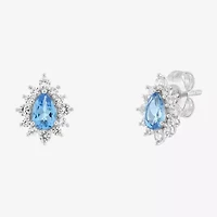 Limited Quantities! Genuine Blue Topaz Sterling Silver 11.3mm Stud Earrings
