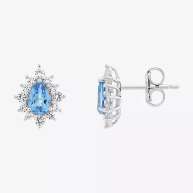 Limited Quantities! Genuine Blue Topaz Sterling Silver 11.3mm Stud Earrings