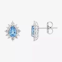 Limited Quantities! Genuine Blue Topaz Sterling Silver 11.3mm Stud Earrings