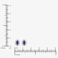 Limited Quantities! Lab Created Blue Sapphire Sterling Silver 8.4mm Oval Stud Earrings