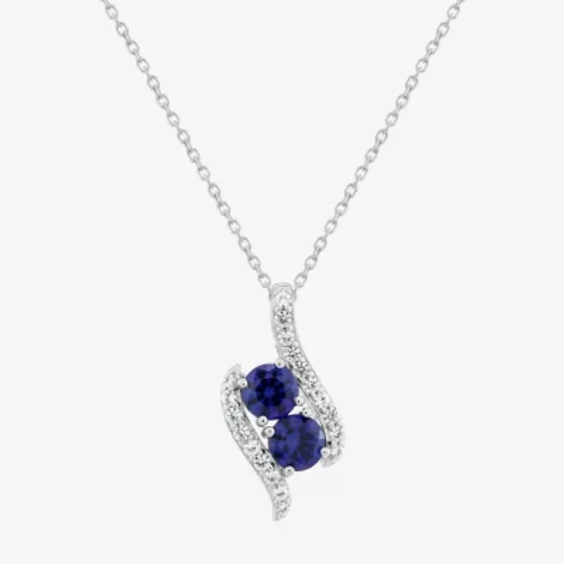 Limited Quantities! Womens Lab Created Sapphire Sterling Silver 18 Inch Pendant Necklace