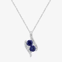 Limited Quantities! Womens Lab Created Sapphire Sterling Silver 18 Inch Pendant Necklace