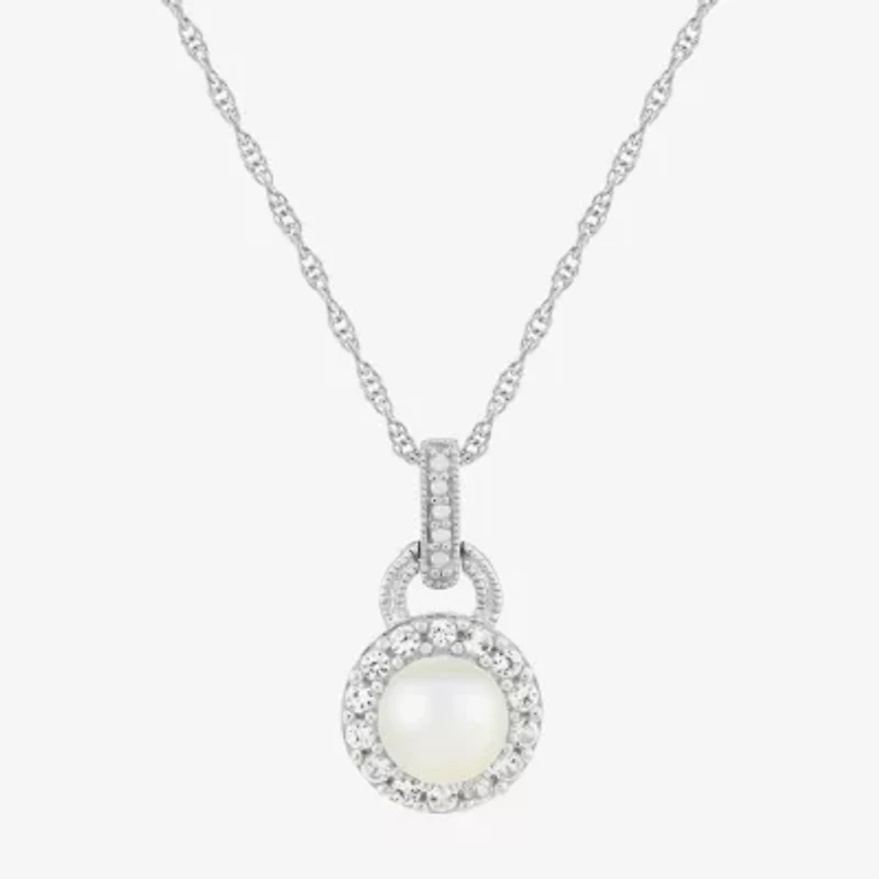 Limited Quantities! Womens Genuine White Cultured Freshwater Pearl Sterling Silver 18 Inch Pendant Necklace