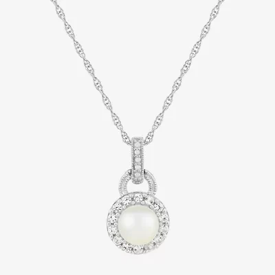 Limited Quantities! Womens Genuine White Cultured Freshwater Pearl Sterling Silver 18 Inch Pendant Necklace