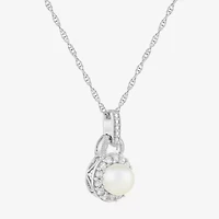Limited Quantities! Womens Genuine White Cultured Freshwater Pearl Sterling Silver 18 Inch Pendant Necklace