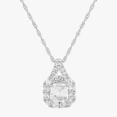 Limited Quantities! Womens Lab Created White Sapphire Sterling Silver 18 Inch Pendant Necklace